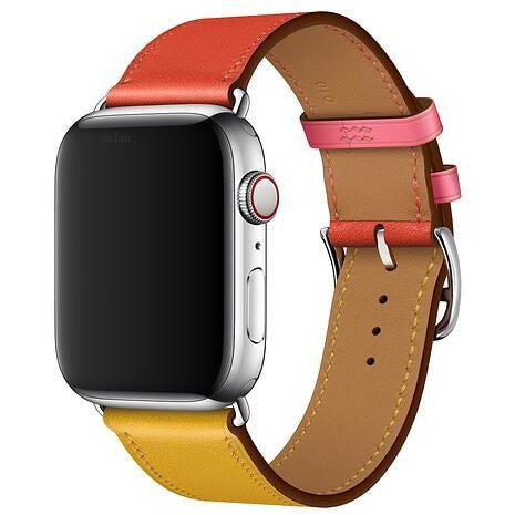 Multi Color Genuine Leather Apple Watch Band