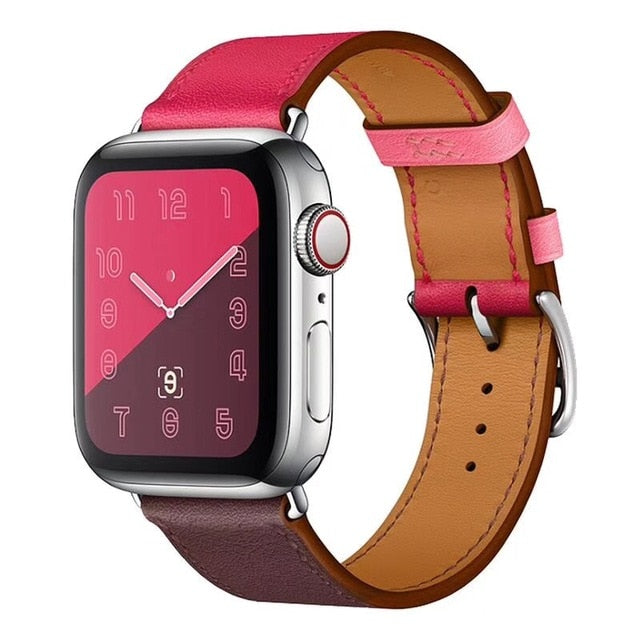 Multi Color Genuine Leather Apple Watch Band